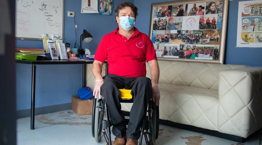 Alejandro Rodríguez, pictured in Living Hope’s office, oversees the organization’s medical equipment operation.