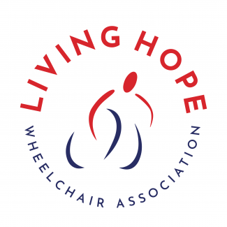 round shaped with the words living hope wheelchair association