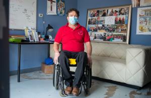 Alejandro Rodríguez, pictured in Living Hope’s office, oversees the organization’s medical equipment operation.